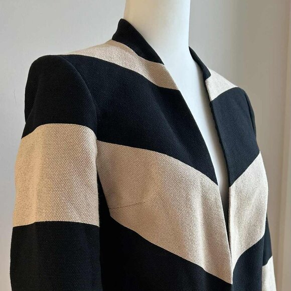 Iris Setlakwe Jackets & Blazers - Iris Setlakwe Structured Cropped Jacket In Black And Taupe Chevron Weave - US 8
